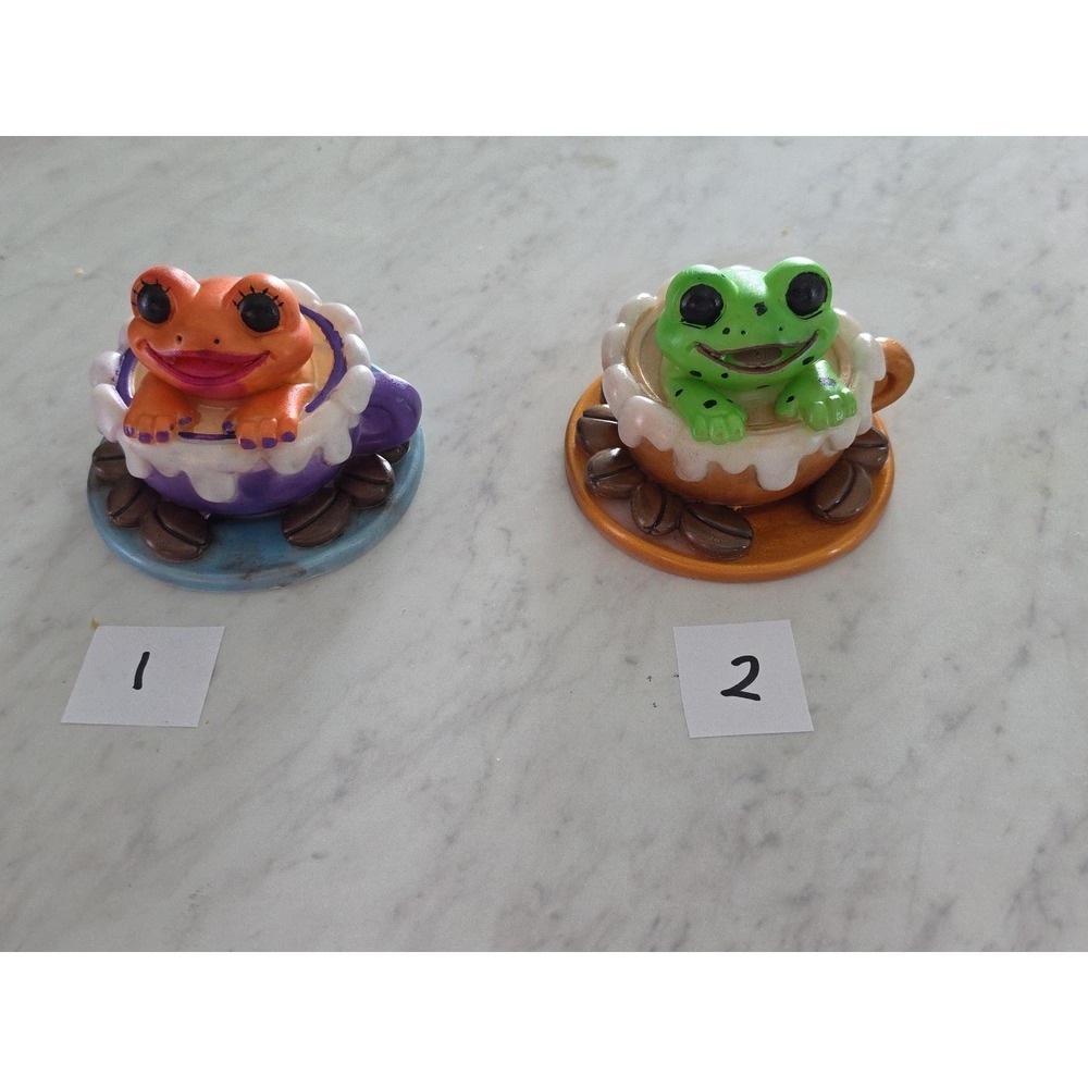 Handmade Resin Frog In A Cup With Coffee Beans Decoration